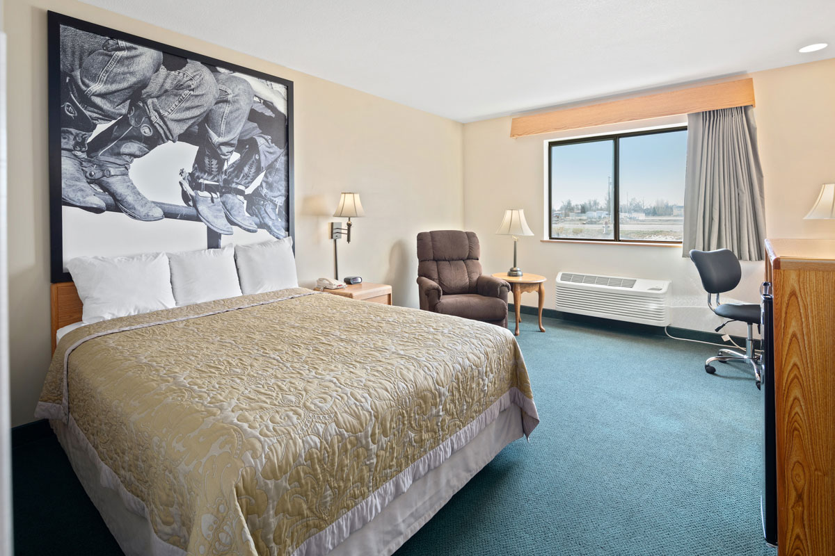 affordable standard size hotel room one bed
